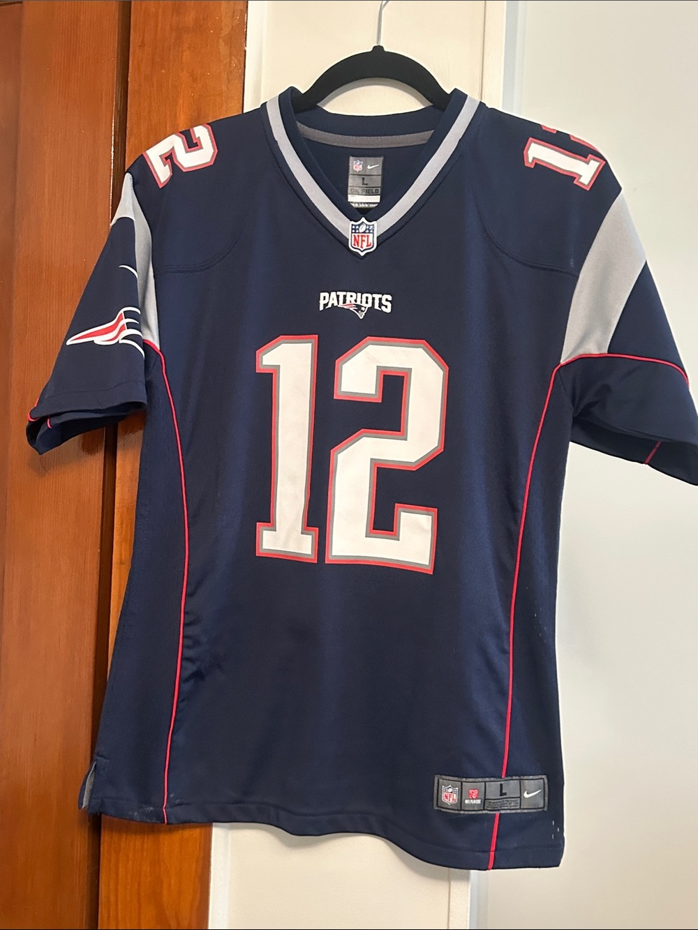 Nike Kids Patriots #12 Navy, White & Red Football Jersey